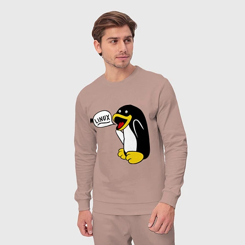 Мужской костюм Пингвин: Linux / Пыльно-розовый – фото 3