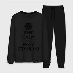Костюм хлопковый мужской Keep Calm & Pray Cthulhu, цвет: черный