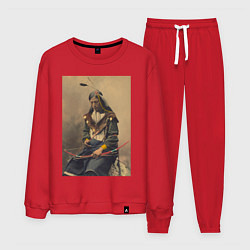 Костюм хлопковый мужской Настоящий индеец, цвет: красный