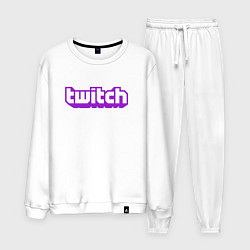 Костюм хлопковый мужской Twitch Logo, цвет: белый