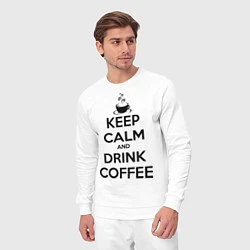Костюм хлопковый мужской Keep Calm & Drink Coffee, цвет: белый — фото 2
