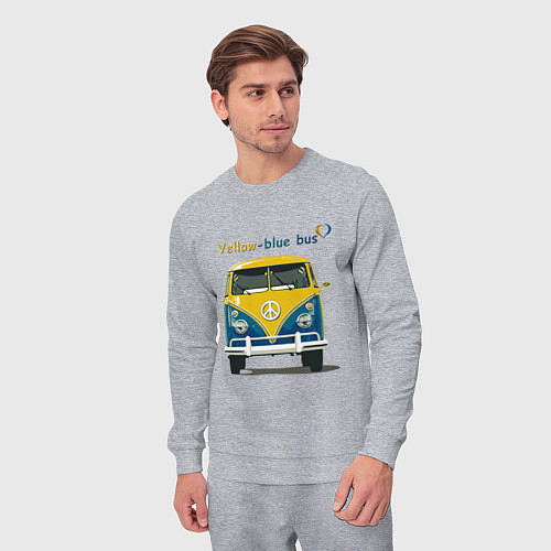 Мужской костюм Я люблю вас Yellow-blue bus / Меланж – фото 3