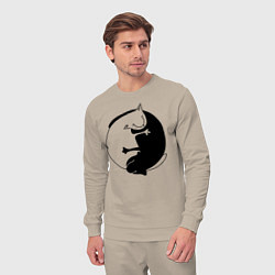 Костюм хлопковый мужской Инь-Янь Коты, цвет: миндальный — фото 2