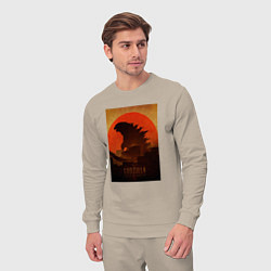 Костюм хлопковый мужской Godzilla and red sun, цвет: миндальный — фото 2