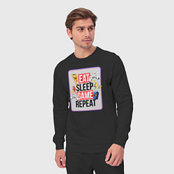 Костюм хлопковый мужской EAT SLEEP GAME REPEAT, цвет: черный — фото 2