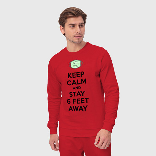 Мужской костюм Keep Calm and Stay 6 Feet Away / Красный – фото 3