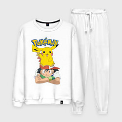 Костюм хлопковый мужской Pokemon, цвет: белый