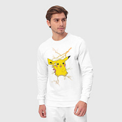 Костюм хлопковый мужской Pikachu, цвет: белый — фото 2