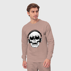 Костюм хлопковый мужской Skull Music lover, цвет: пыльно-розовый — фото 2