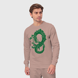 Костюм хлопковый мужской Древний китайский дракон, цвет: пыльно-розовый — фото 2