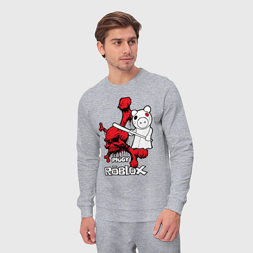 Мужской костюм Свинка Пигги из Roblox / Меланж – фото 3