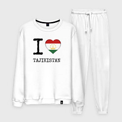 Костюм хлопковый мужской Я люблю Таджикистан, цвет: белый