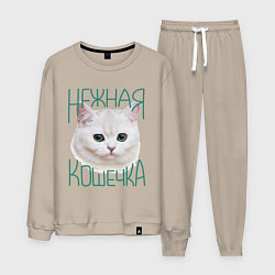 Костюм хлопковый мужской Нежная кошечка, цвет: миндальный