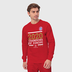 Костюм хлопковый мужской FC Bayern Munchen Champions of Europe 2020, цвет: красный — фото 2