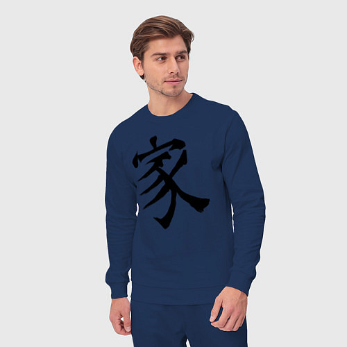 Мужской костюм Японский иероглиф Семья / Тёмно-синий – фото 3
