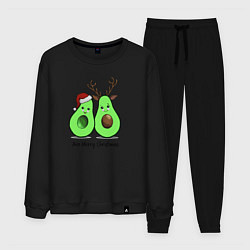 Костюм хлопковый мужской Новогодний авокадо, цвет: черный