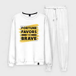 Костюм хлопковый мужской Fortune favors the brave, цвет: белый