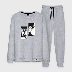 Костюм хлопковый мужской Черный клевер, цвет: меланж