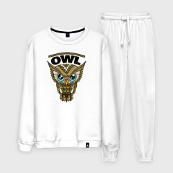 Костюм хлопковый мужской Owl, цвет: белый
