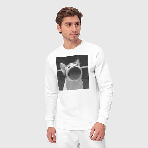 Мужской костюм ЧБ Pop Cat / Белый – фото 3