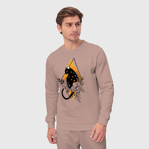 Мужской костюм Cat in flowers / Пыльно-розовый – фото 3