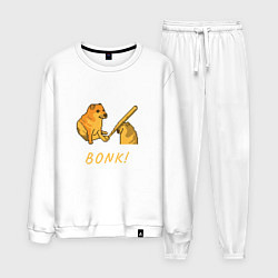 Костюм хлопковый мужской Doge Bonk go to horny jail, цвет: белый