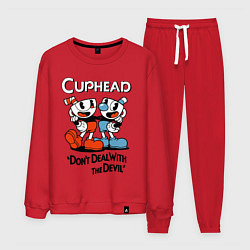 Костюм хлопковый мужской Cuphead, Dont deal with devil, цвет: красный