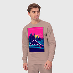 Костюм хлопковый мужской Дельфин на фоне города, цвет: пыльно-розовый — фото 2