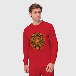 Костюм хлопковый мужской Голова Льва узор Мандала, цвет: красный — фото 2