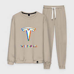 Костюм хлопковый мужской TESLA MOTORS GLITCH ТЕСЛА, цвет: миндальный