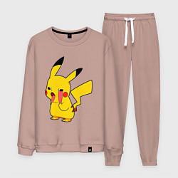 Костюм хлопковый мужской Уставший Пикачу, цвет: пыльно-розовый