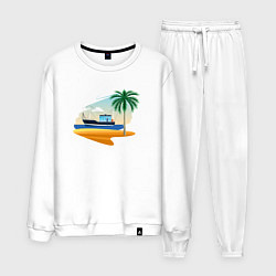 Костюм хлопковый мужской Яхта и пляж, цвет: белый