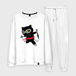 Костюм хлопковый мужской Ninja Cat, цвет: белый