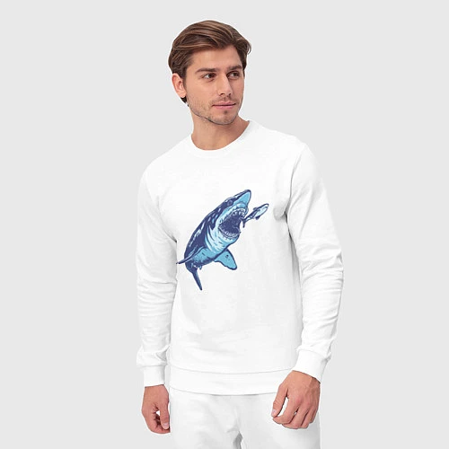 Мужской костюм Гигантская акула Мегалодон / Белый – фото 3
