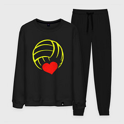 Костюм хлопковый мужской Volleyball Heart, цвет: черный