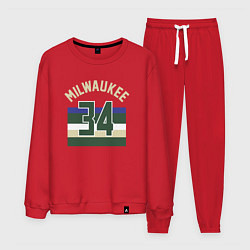 Костюм хлопковый мужской Milwaukee 34, цвет: красный