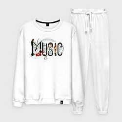 Костюм хлопковый мужской Моя любимая музыка, цвет: белый
