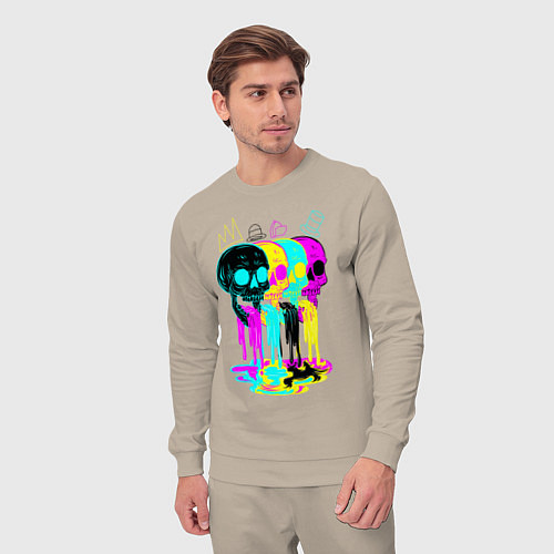 Мужской костюм 4 ЧЕРЕПА SKULLS NEON / Миндальный – фото 3