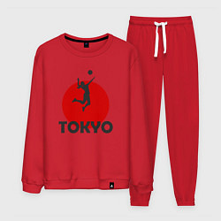 Костюм хлопковый мужской Tokyo Volleyball, цвет: красный