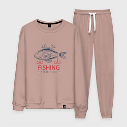 Костюм хлопковый мужской Лучший рыболовный клуб, цвет: пыльно-розовый