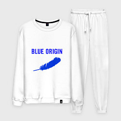 Костюм хлопковый мужской Blue Origin logo перо, цвет: белый