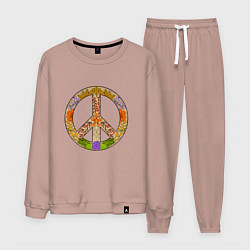Костюм хлопковый мужской Peace and flowers, цвет: пыльно-розовый