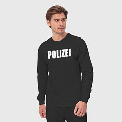 Костюм хлопковый мужской POLIZEI Полиция Надпись Белая, цвет: черный — фото 2