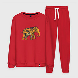 Костюм хлопковый мужской Тигровый слон, цвет: красный