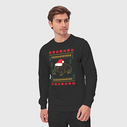 Костюм хлопковый мужской Рождественский свитер Жаба, цвет: черный — фото 2
