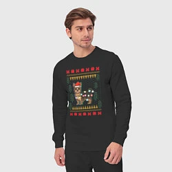 Костюм хлопковый мужской Рождественский свитер Йоркшик, цвет: черный — фото 2