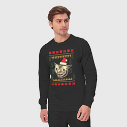 Костюм хлопковый мужской Рождественский свитер кашляющий кот, цвет: черный — фото 2