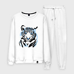 Костюм хлопковый мужской Line Blue Tiger, цвет: белый