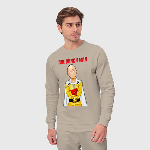 Мужской костюм Сайтама безразличие One Punch-Man / Миндальный – фото 3