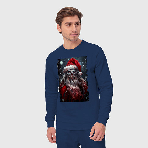 Мужской костюм Дед Мороз - зомби / Тёмно-синий – фото 3